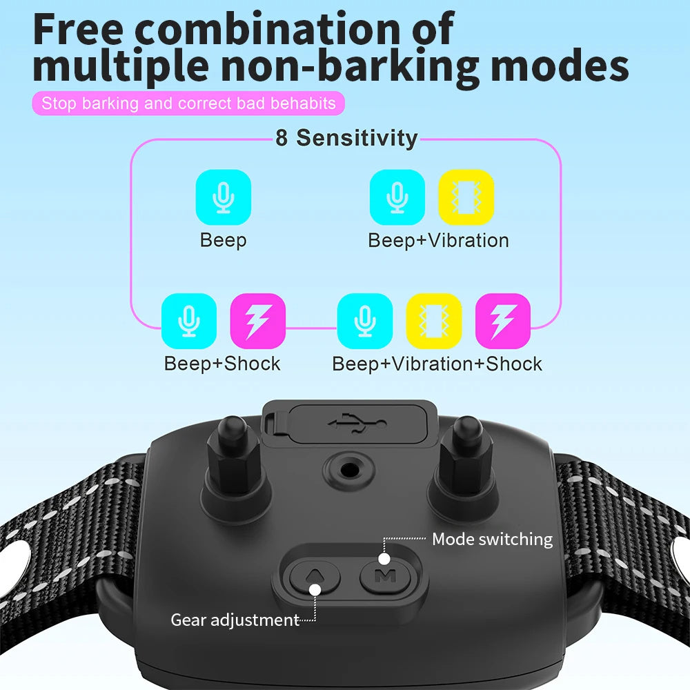 Automatic Anti Barking Dog Collar Rechargeable HD Digital Display IP67 Waterproof