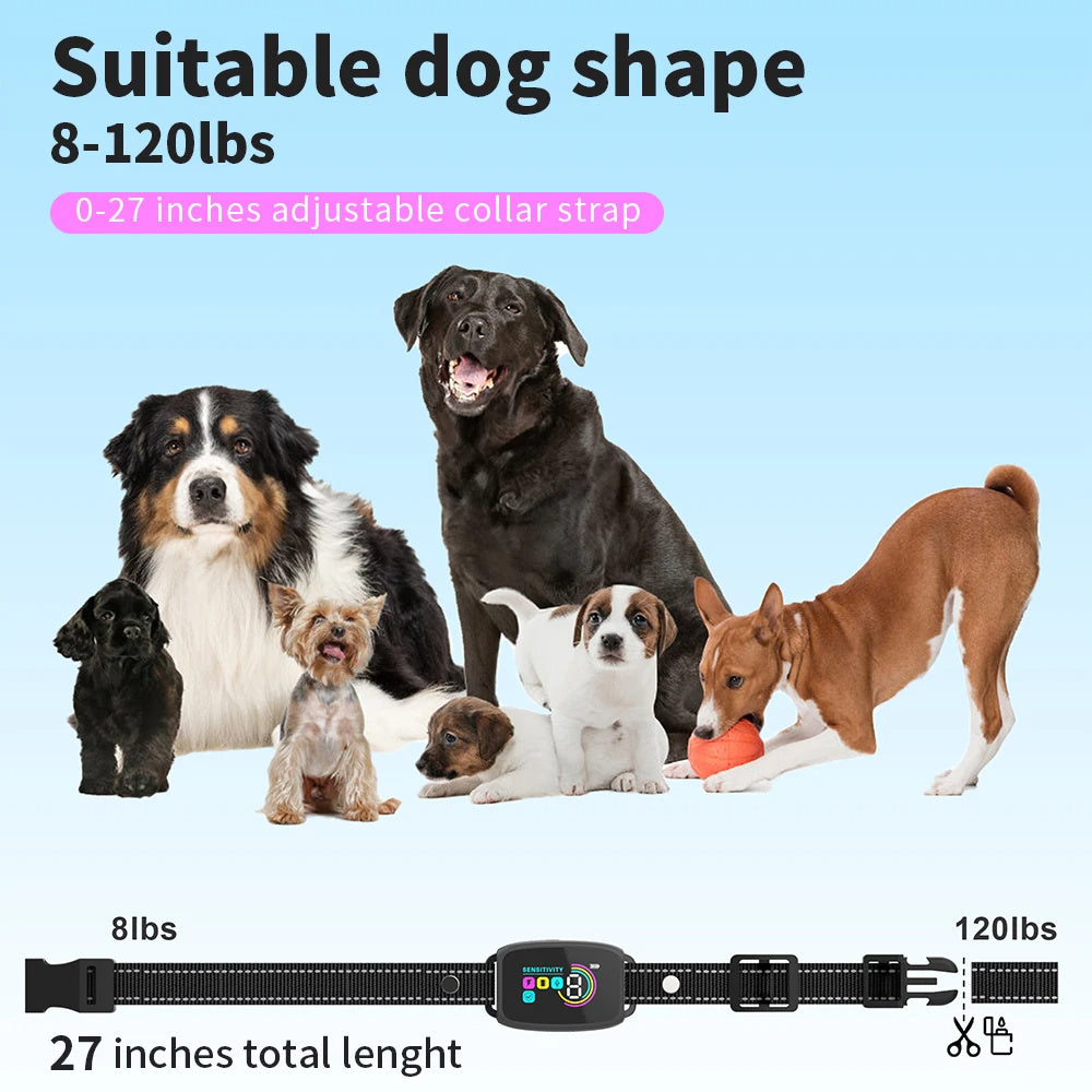 Automatic Anti Barking Dog Collar Rechargeable HD Digital Display IP67 Waterproof