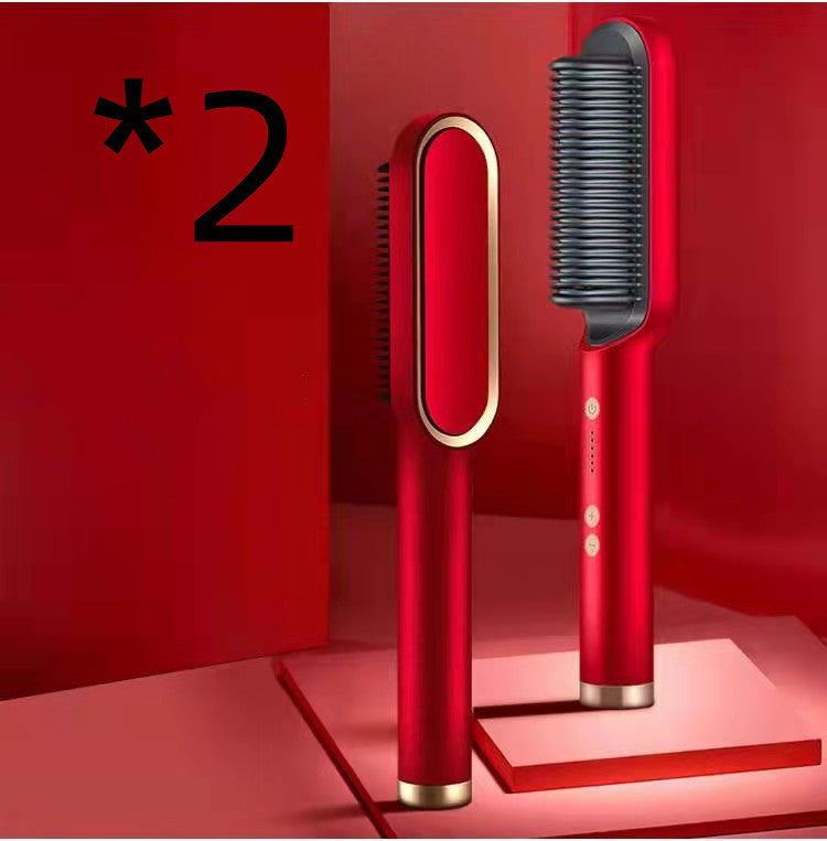 2 In 1 Hair Straightener Ion Curling Tong Dual-purpose Brush