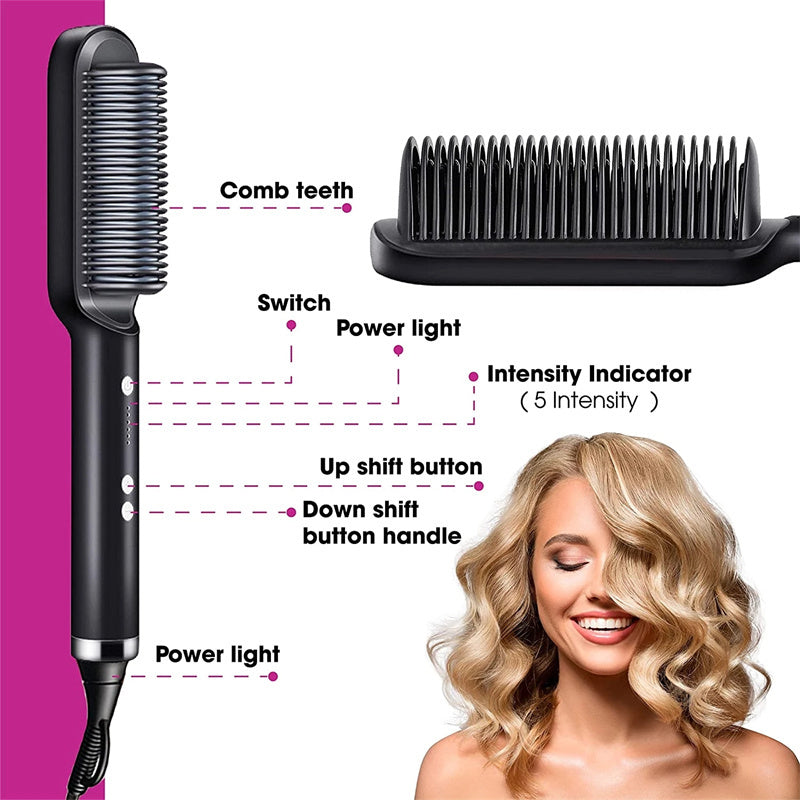 2 In 1 Hair Straightener Ion Curling Tong Dual-purpose Brush