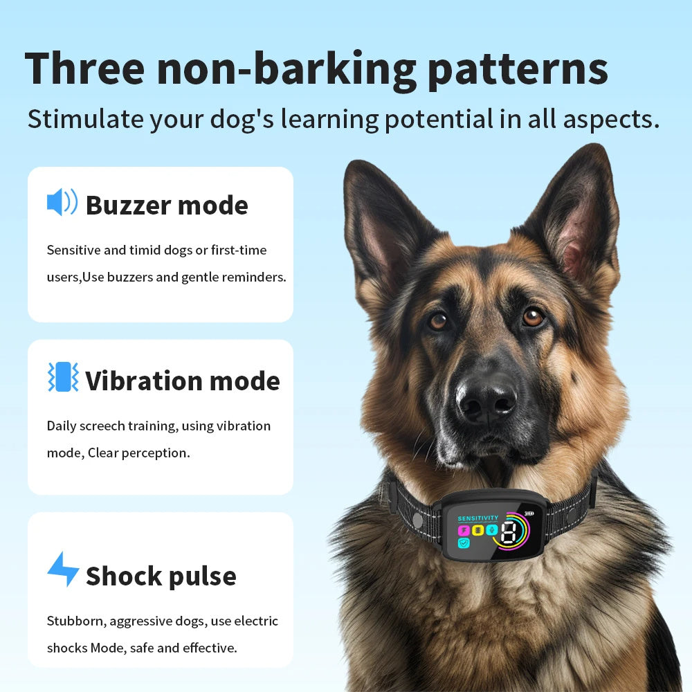Automatic Anti Barking Dog Collar Rechargeable HD Digital Display IP67 Waterproof