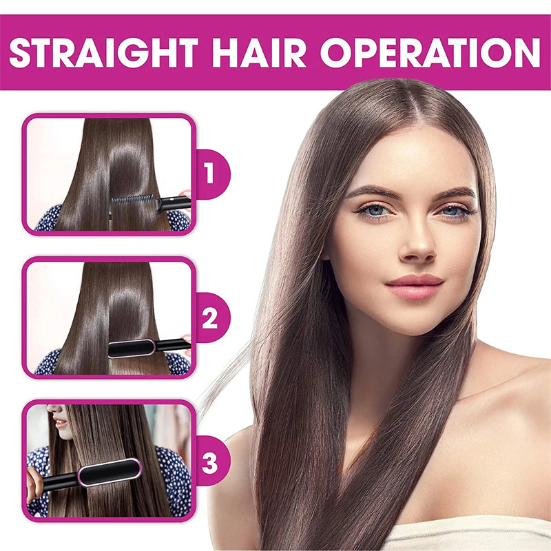 2 In 1 Hair Straightener Ion Curling Tong Dual-purpose Brush