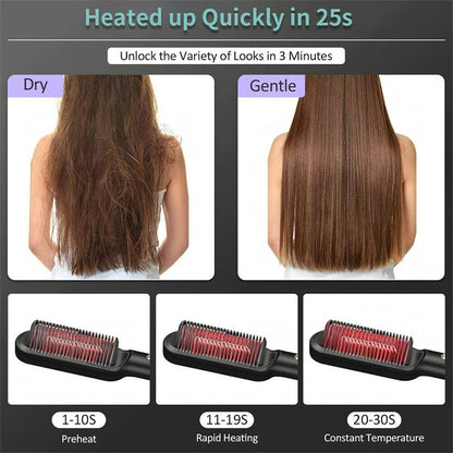 2 In 1 Hair Straightener Ion Curling Tong Dual-purpose Brush