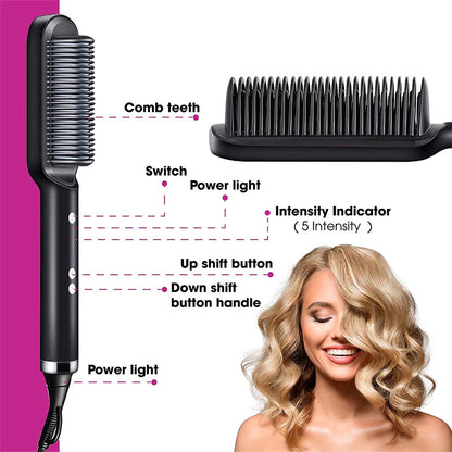 2 In 1 Hair Straightener Ion Curling Tong Dual-purpose Brush